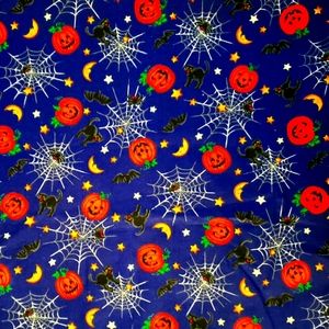 Vintage Halloween Pumpkins/Cats/Spiders Fabric, Cranston, Approx 148" x 44", New